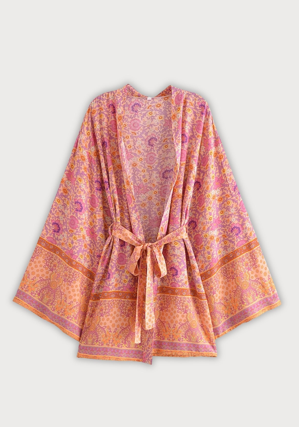 Kimono court | Momiji Pêche rosée / S