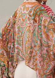 Kimono court rouge cache-cœur bohème Terracotta / Unique