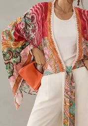 Kimono court rouge cache-cœur bohème Terracotta / Unique