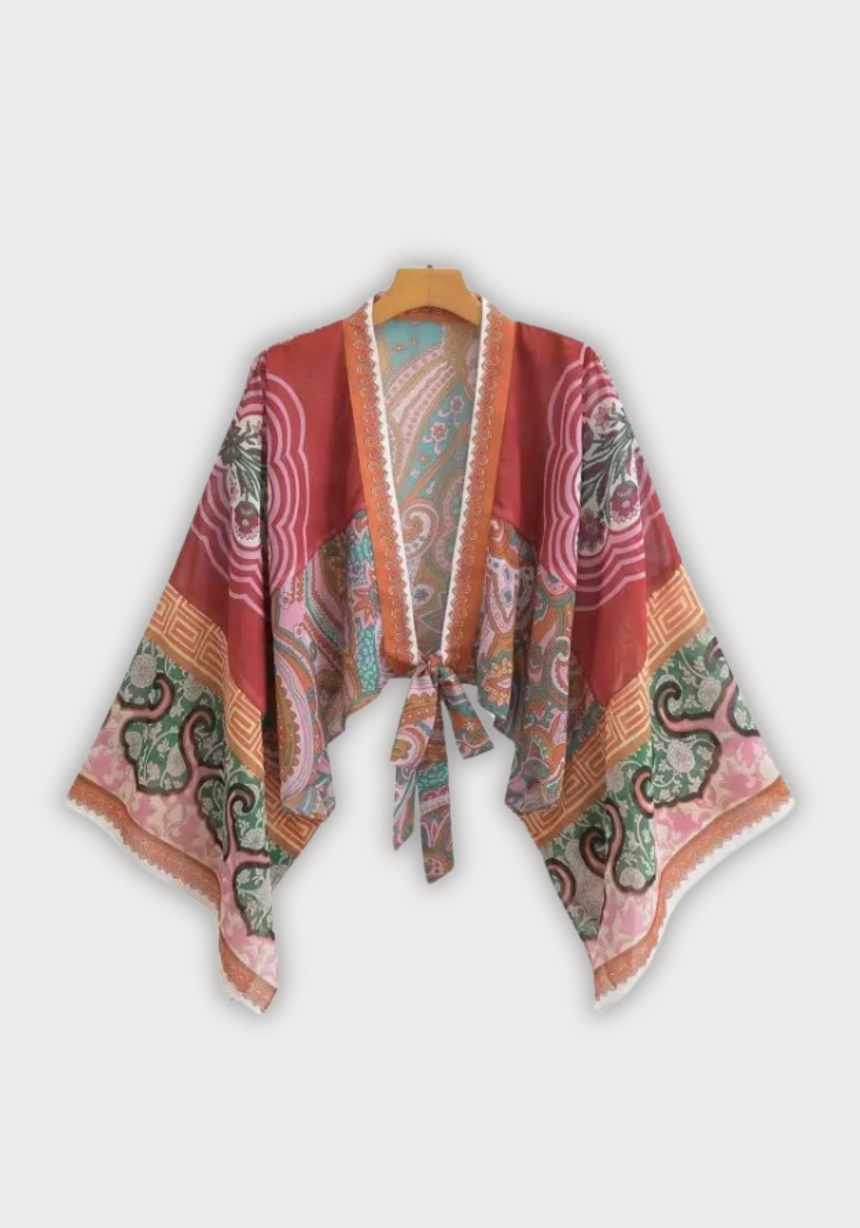 Kimono court rouge cache-cœur bohème Terracotta / Unique