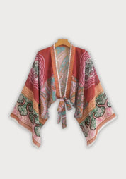 Kimono court rouge cache-cœur bohème Terracotta / Unique