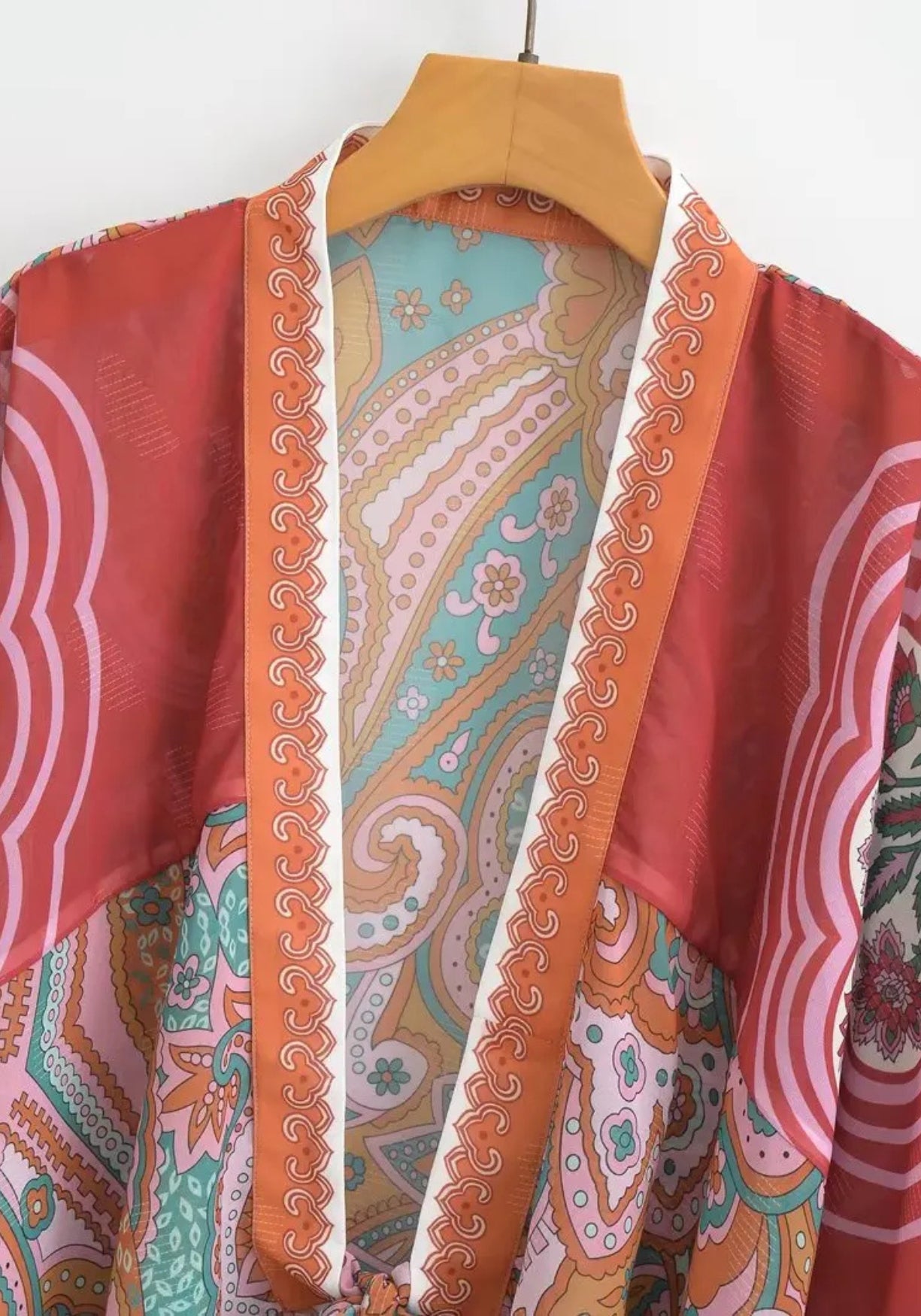 Kimono court rouge cache-cœur bohème Terracotta / Unique