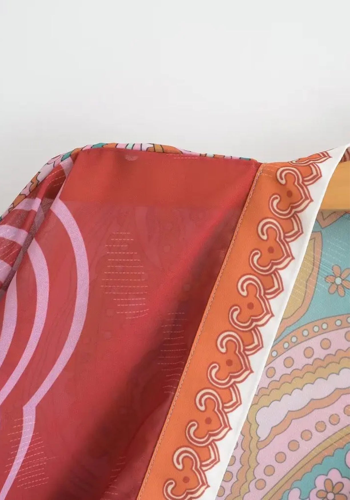 Kimono court rouge cache-cœur bohème Terracotta / Unique