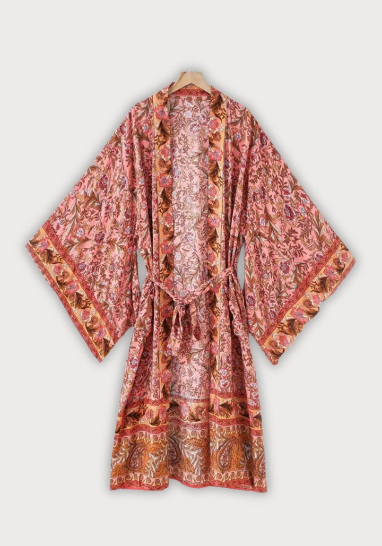 Kimono long | Kōrane Pêche rosée / S