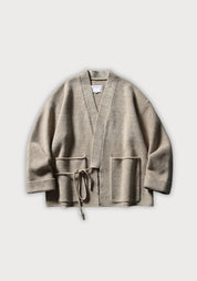 pull kimono laine gris cache coeur