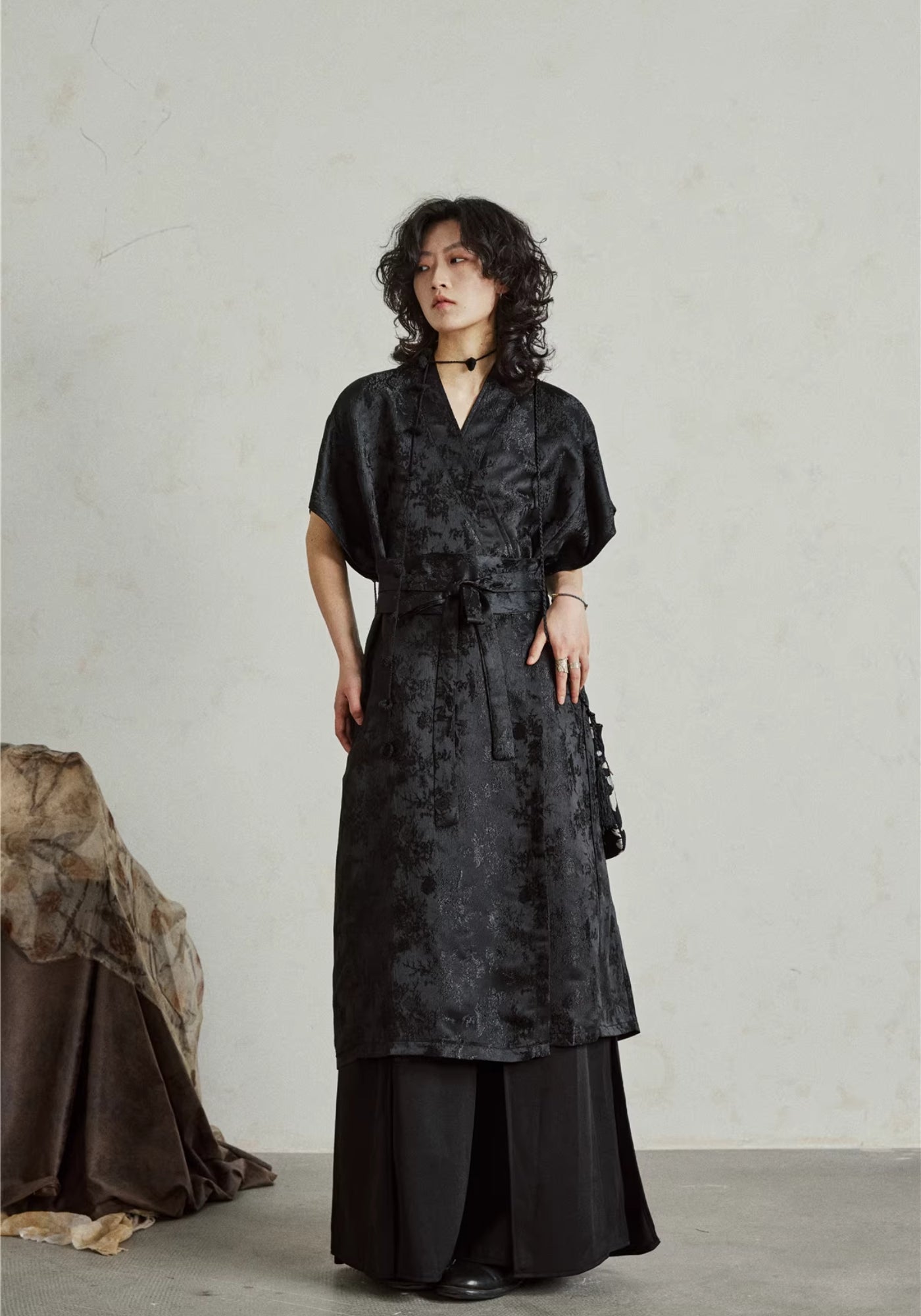 chinese dress ladies Black Kimono Dress Black / M