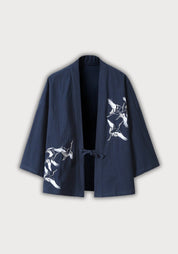 Veste kimono brodée bleu marine avelin