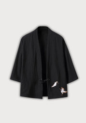 Veste kimono noir Faucon céleste