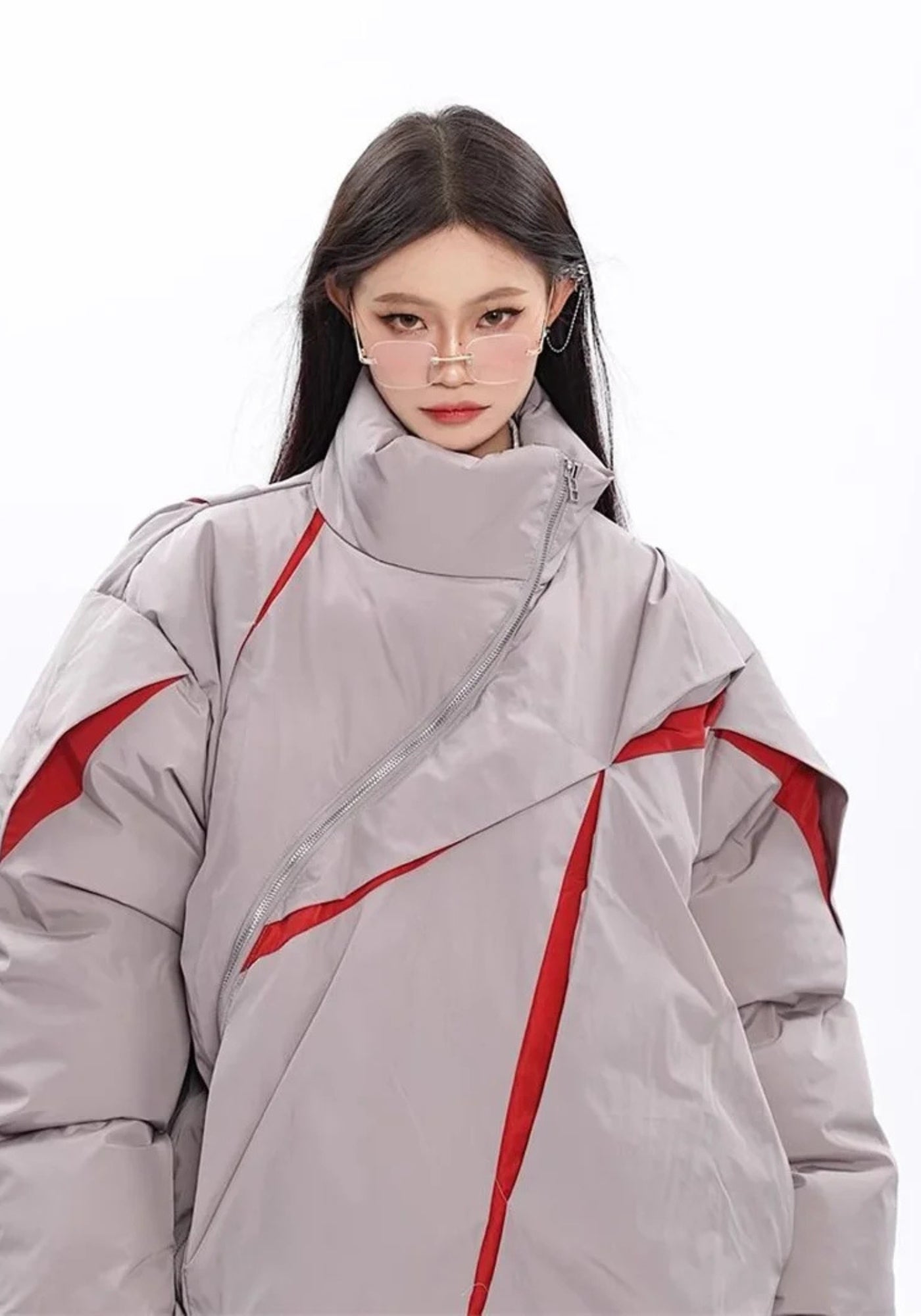 Doudoune asymétrique unisexe | Style kimono oversize