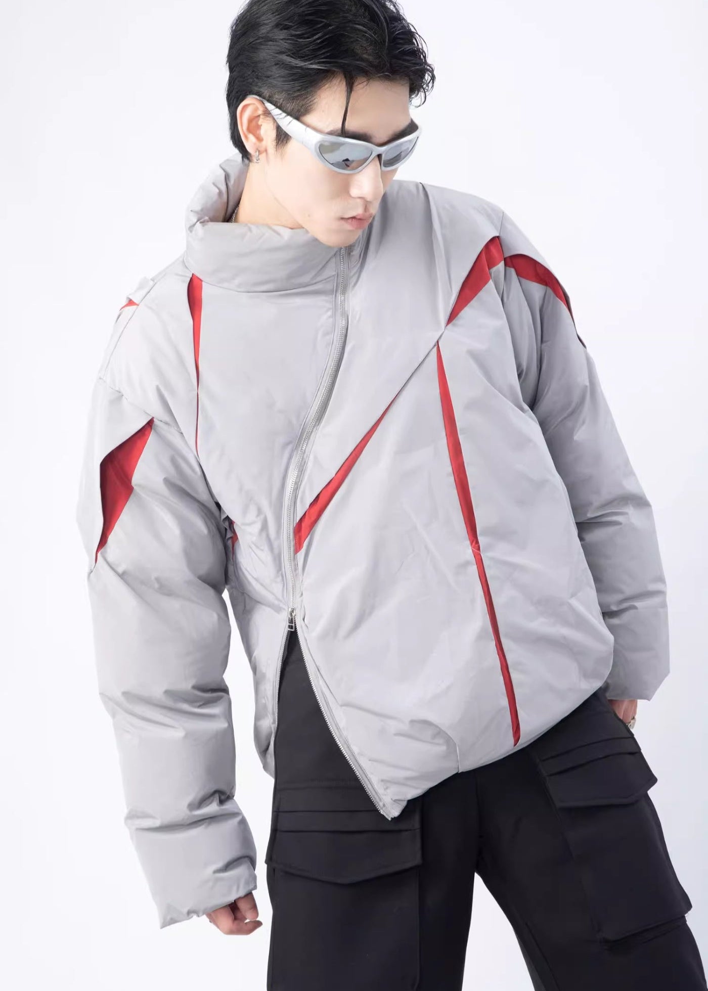 Doudoune asymétrique unisexe | Style kimono oversize