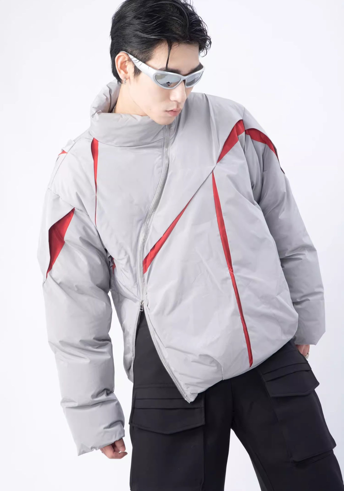 Doudoune asymétrique unisexe | Style kimono oversize