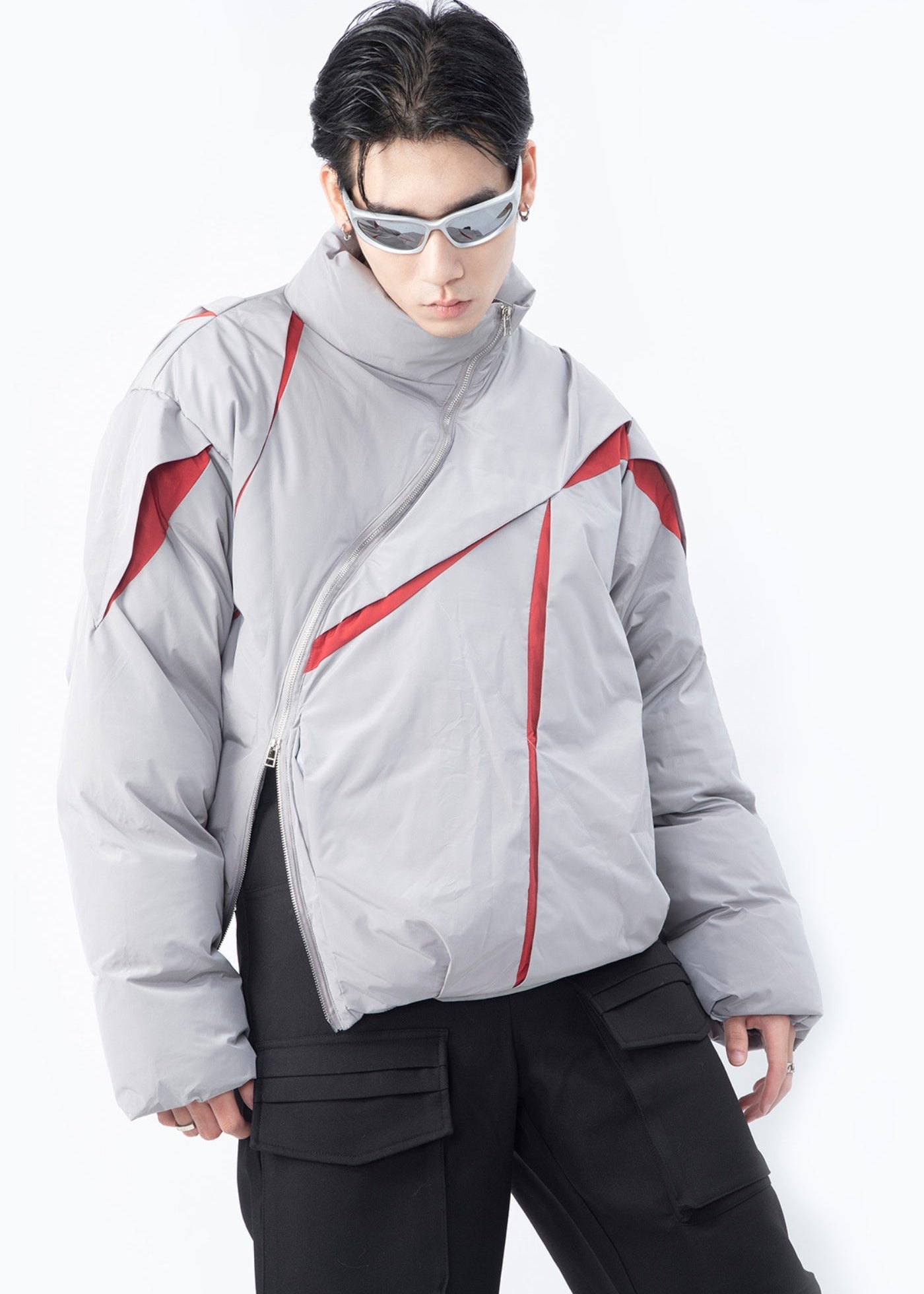 Doudoune asymétrique unisexe | Style kimono oversize