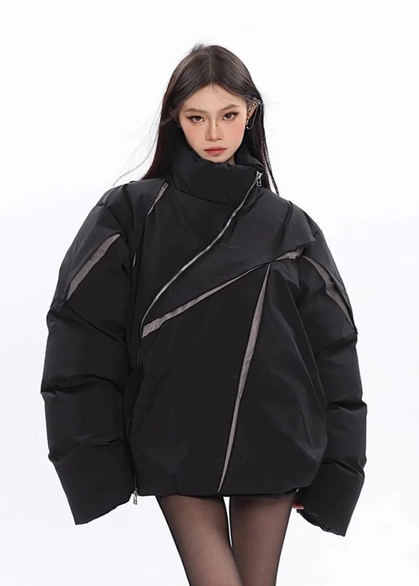 Doudoune asymétrique unisexe | Style kimono oversize