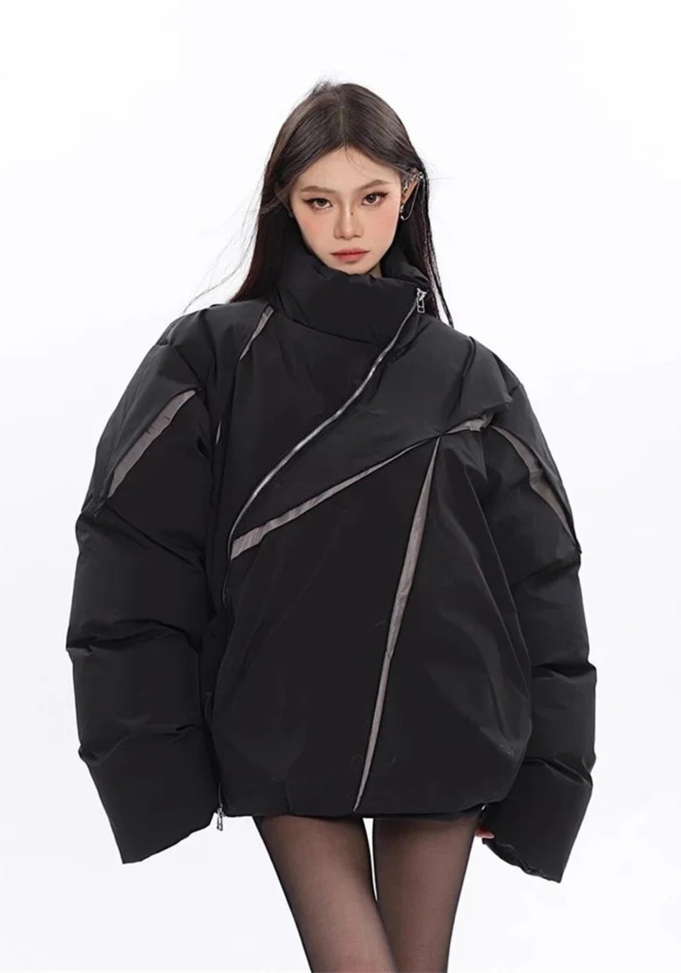 Doudoune asymétrique unisexe | Style kimono oversize