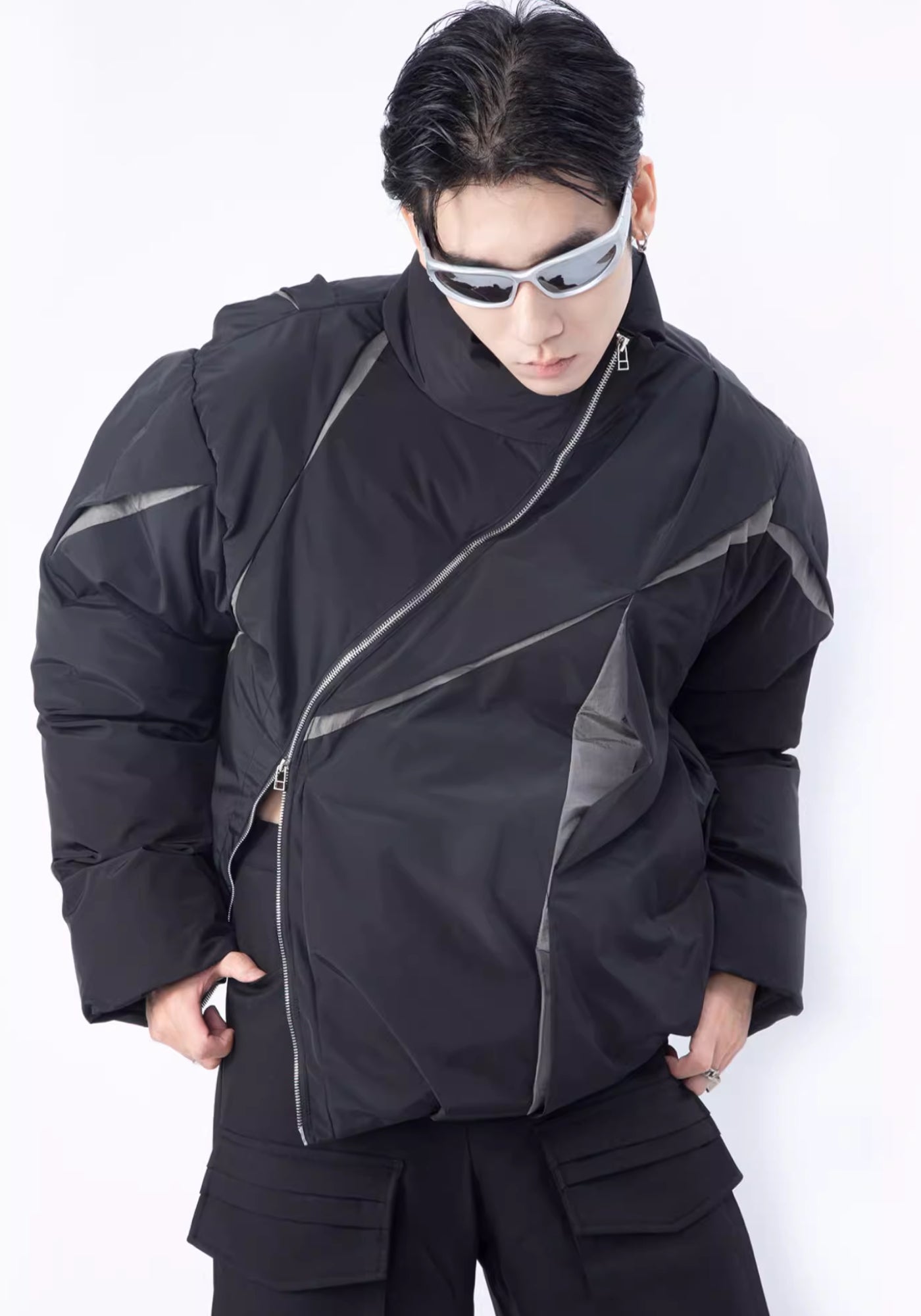 Asymmetrical Kimono-Style Puffer Jacket | Oversized – Kimonorie