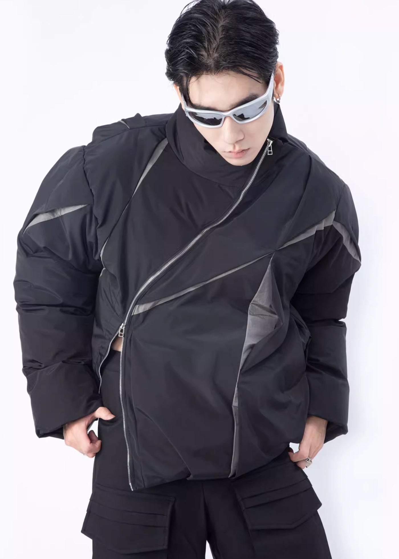 Doudoune asymétrique unisexe | Style kimono oversize