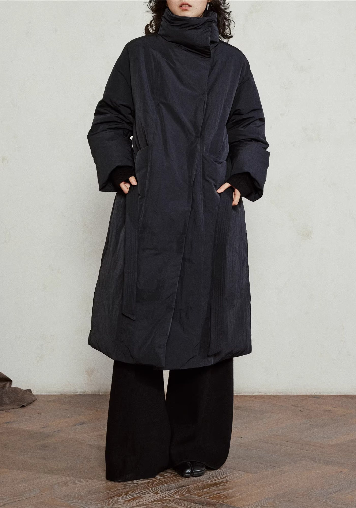 Doudoune longue ceinturée femme