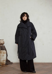 Doudoune longue ceinturée femme