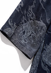 Haori bleu nuit en 100% coton