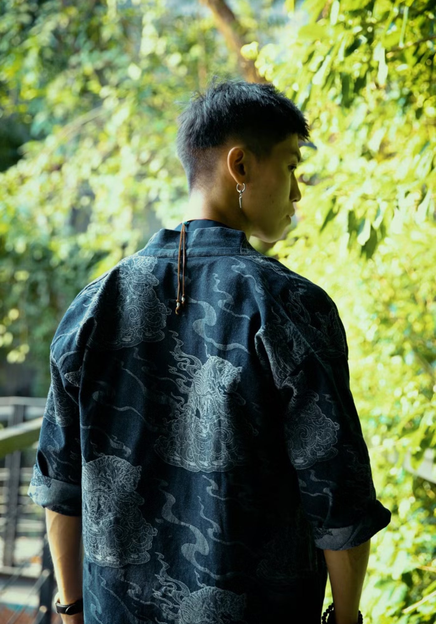 Haori bleu nuit en 100% coton