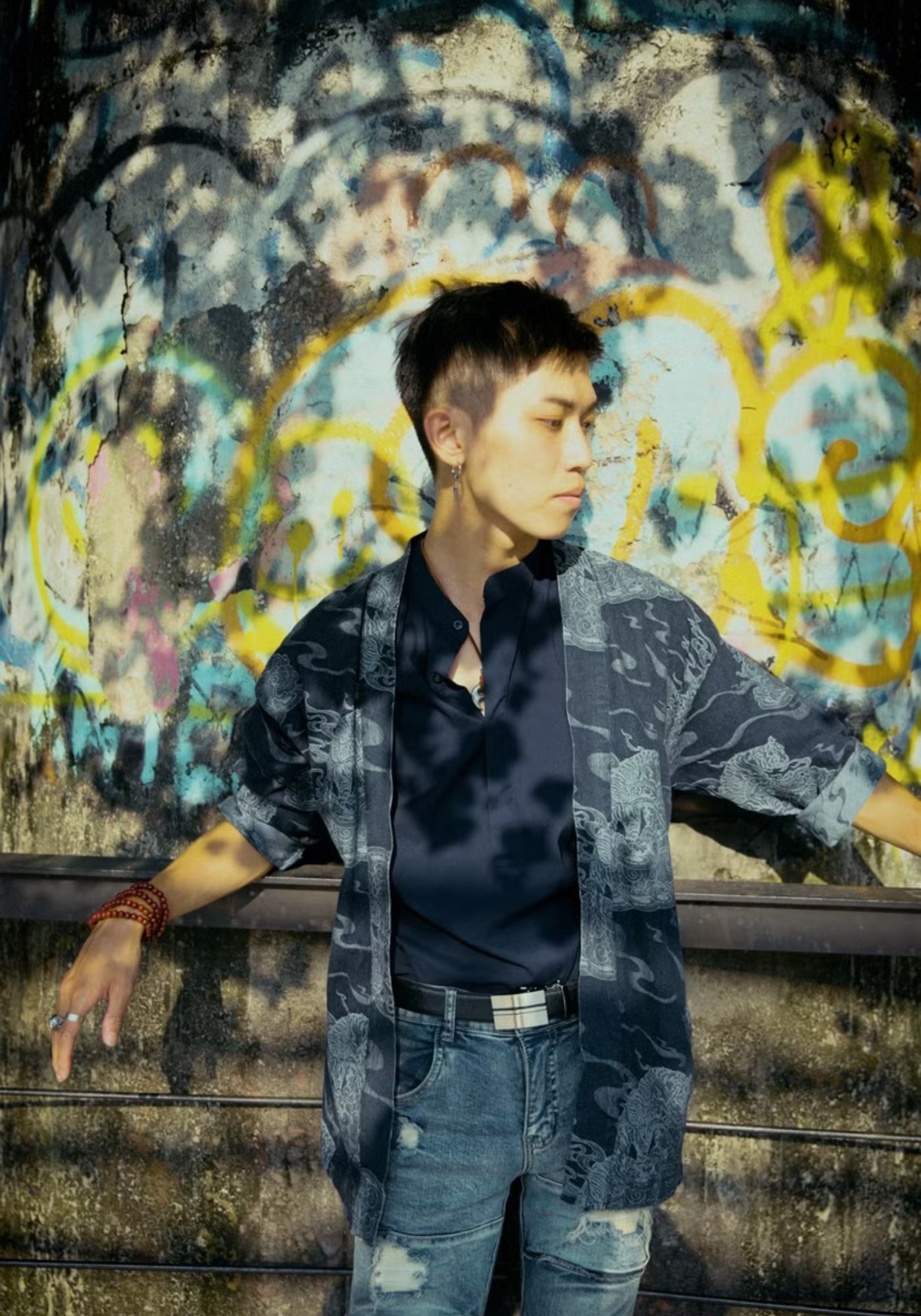 Haori bleu nuit en 100% coton