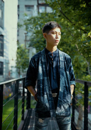 Haori bleu nuit en 100% coton