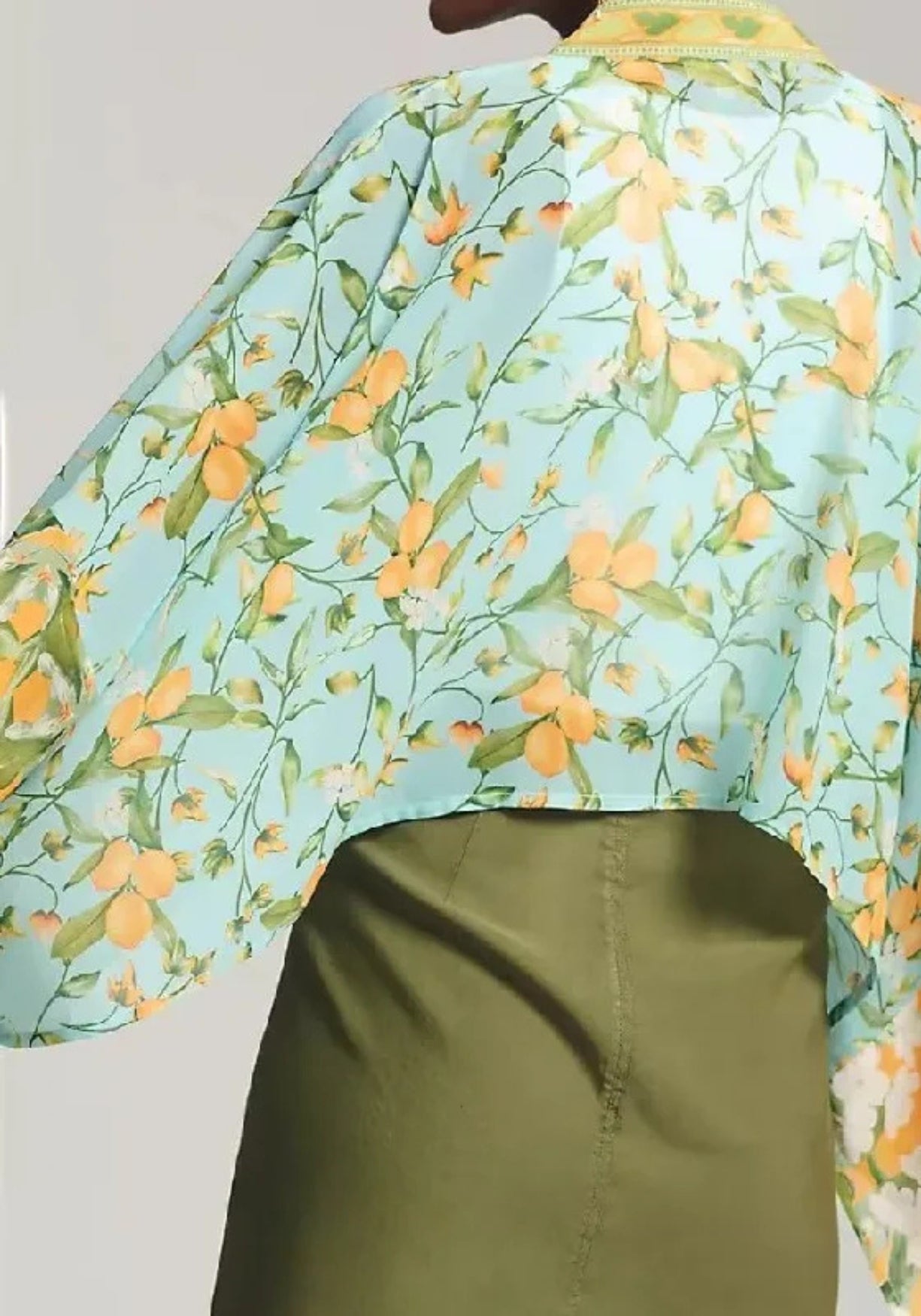 Kimono court bleu cache-cœur bohème Bleu clair / Unique