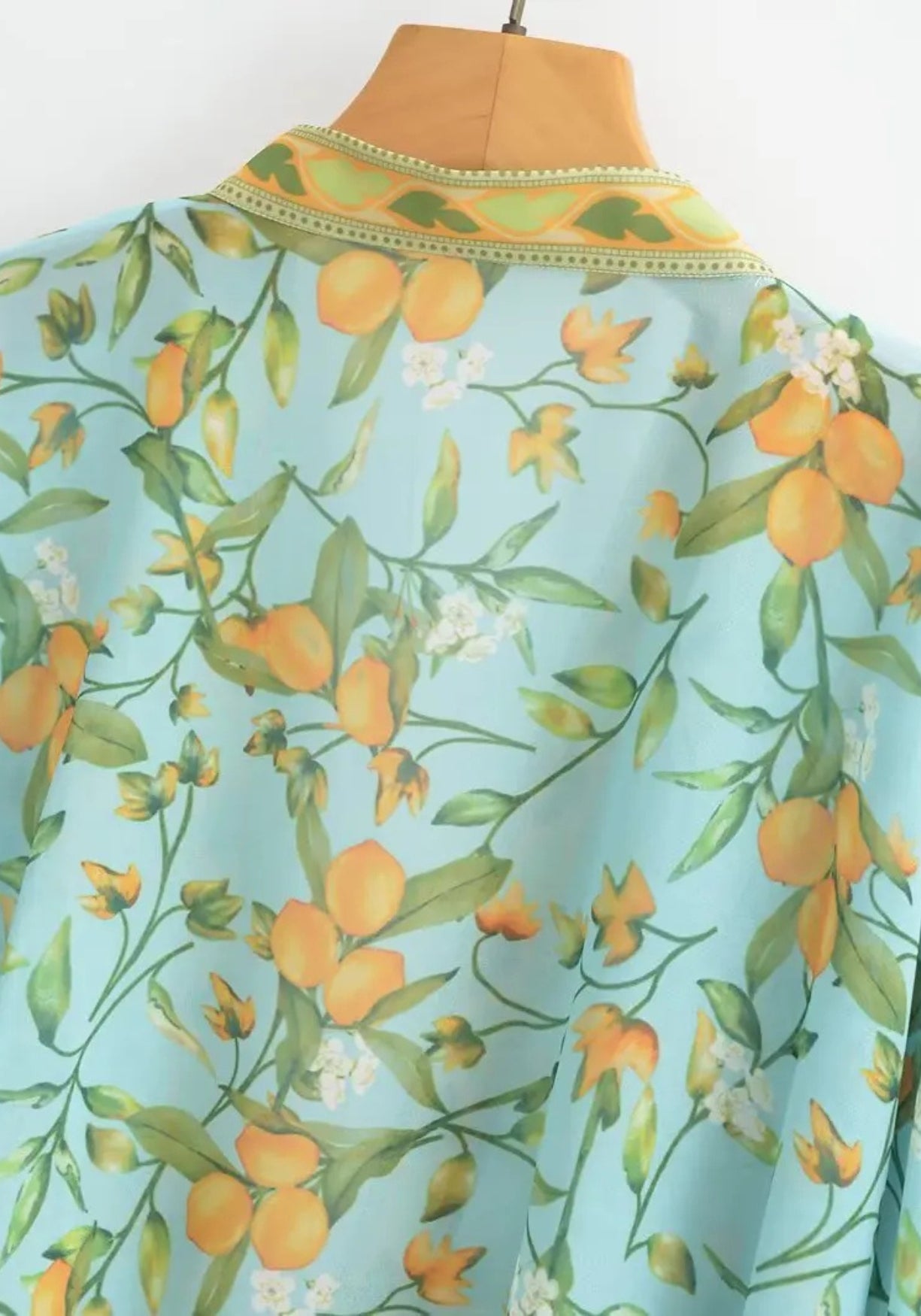 Kimono court bleu cache-cœur bohème Bleu clair / Unique