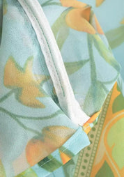 Kimono court bleu cache-cœur bohème Bleu clair / Unique