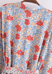 Kimono court léger bohème bleu ciel | Tsuzuri