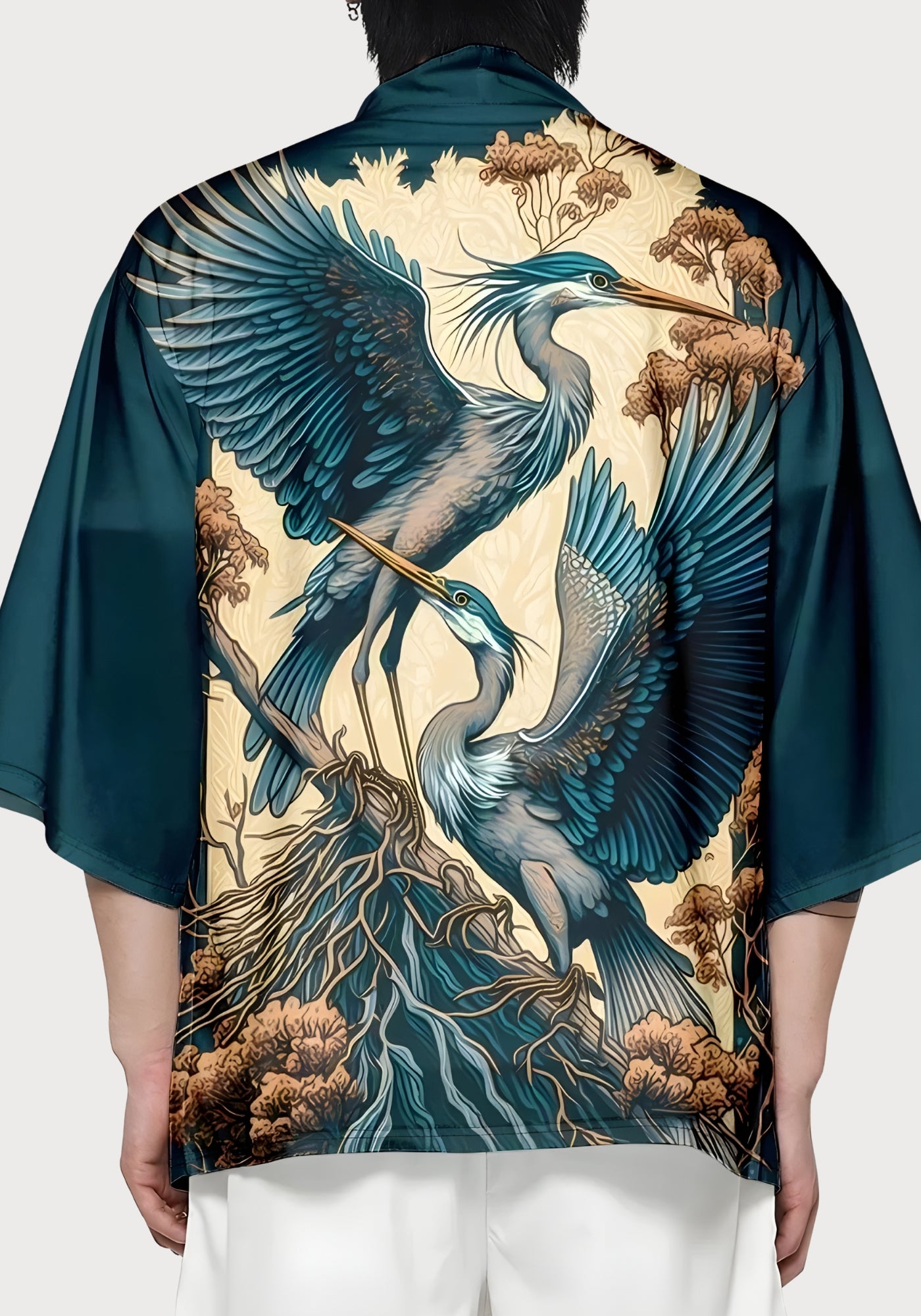 Kimono japonais avec motif de hérons