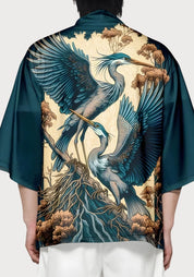 Kimono japonais avec motif de hérons