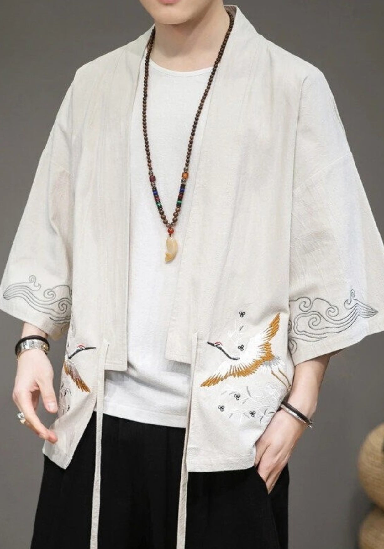 kimono japonais asaumi beige
