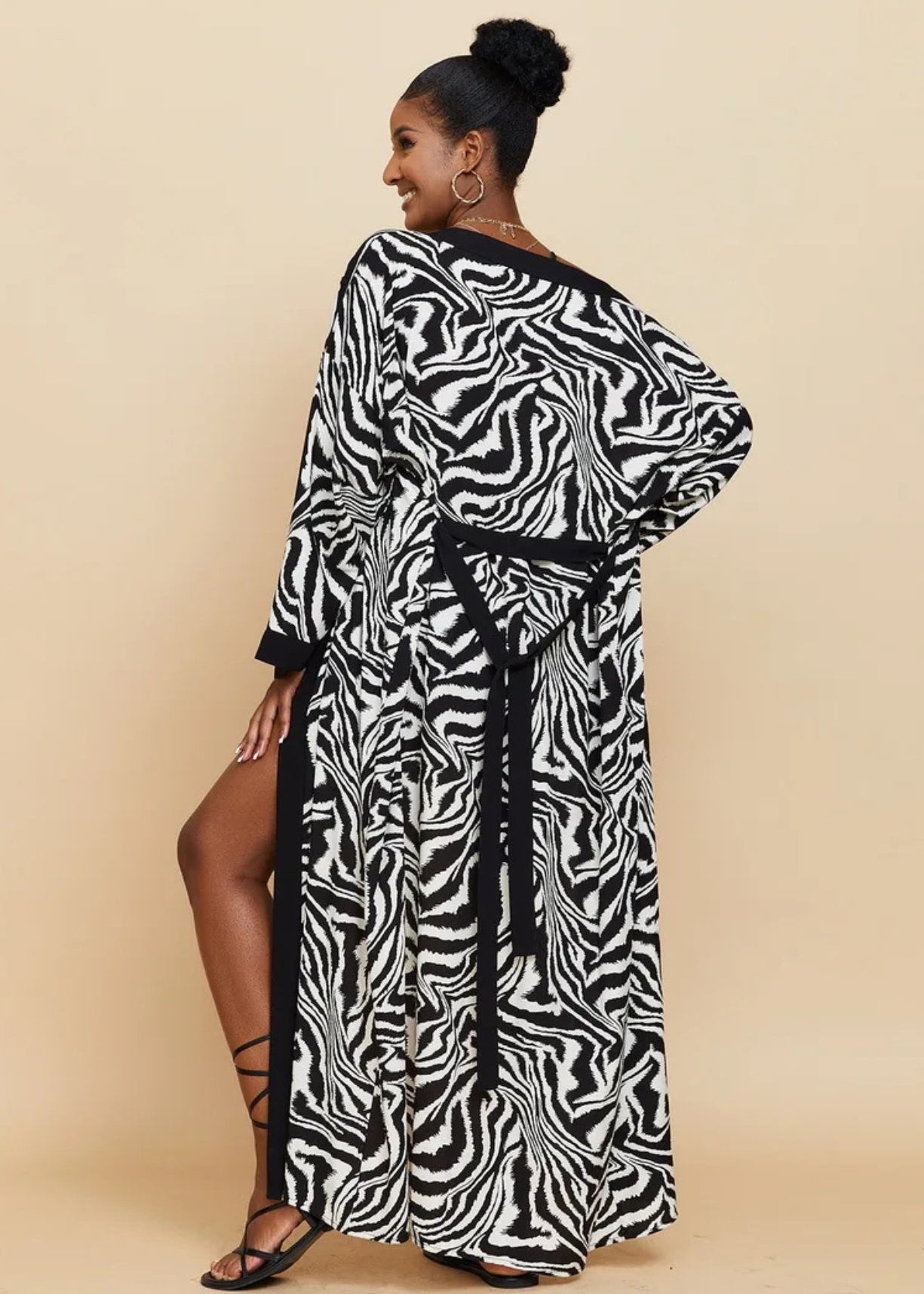 Kimono long à motif zébré