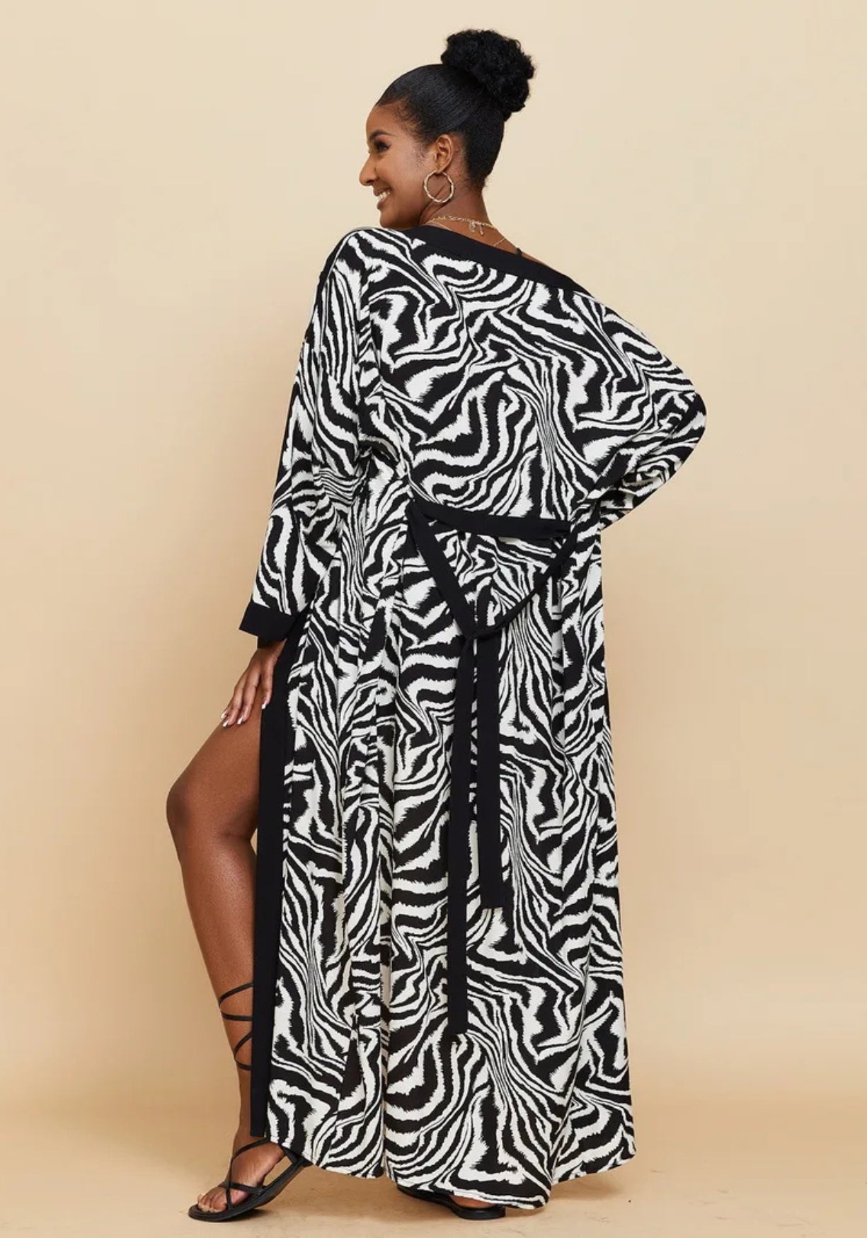 Kimono long à motif zébré