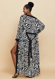 Kimono long à motif zébré