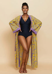 Kimono long à motif zébré