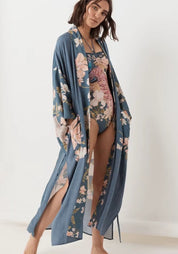 Kimono long | Aonamiya Bleu ardoise / S
