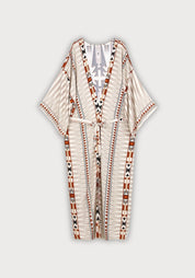 Kimono long beige pour femme
