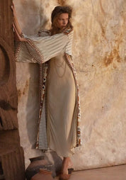 Kimono long beige pour femme