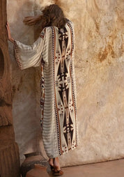 Kimono long beige pour femme