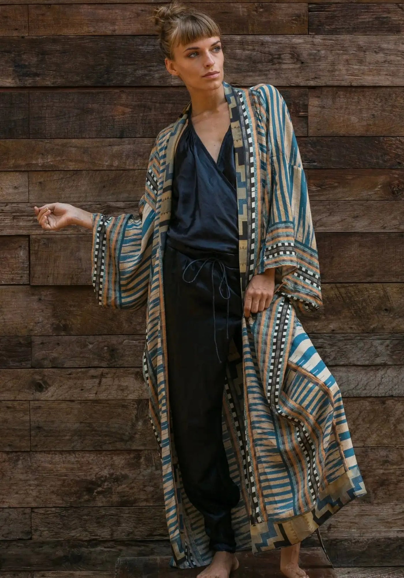 Kimono long femme bohème | Motifs géométriques
