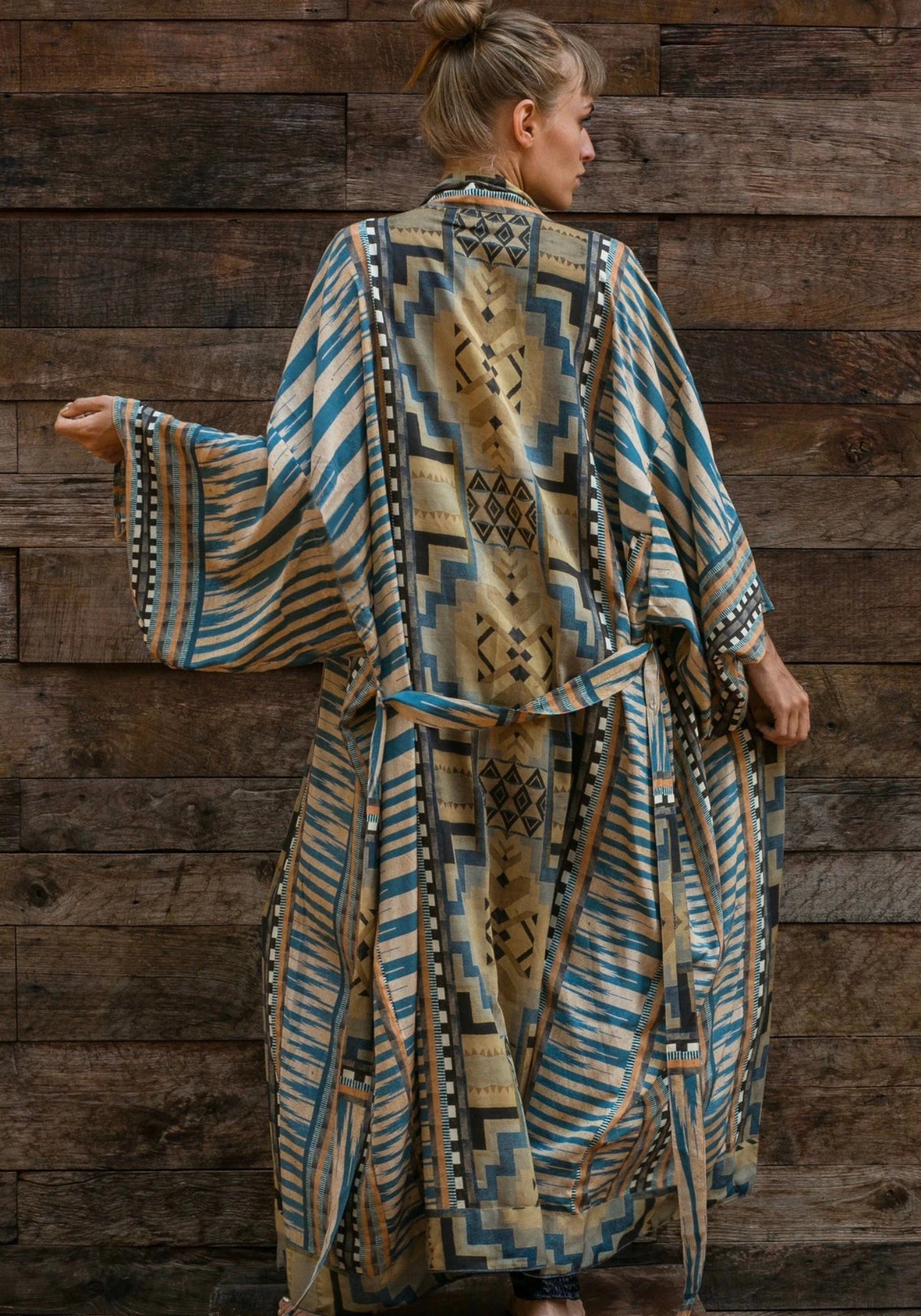 Kimono long femme bohème | Motifs géométriques