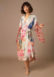 Kimono long de plage | Cache-Cœur Blanc perle / Unique