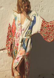 Kimono long de plage | Cache-Cœur Blanc perle / Unique