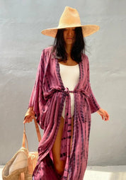 Kimono Long de Plage violet robe Orévia 1973-6 / One Size