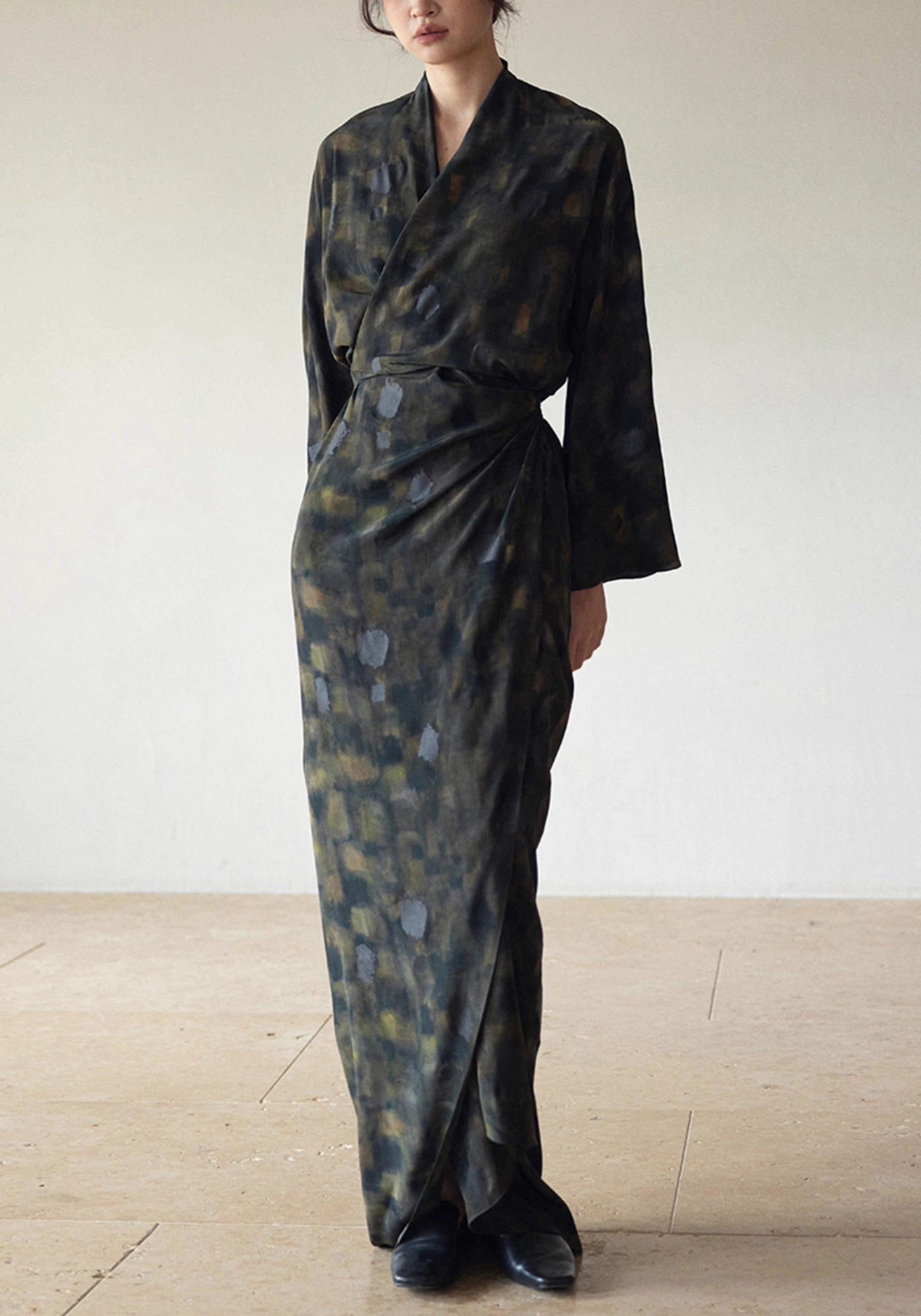 Kimono long en soie pour femme