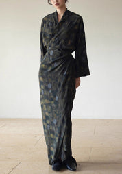 Kimono long en soie pour femme