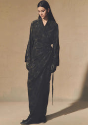 Kimono long en soie pour femme