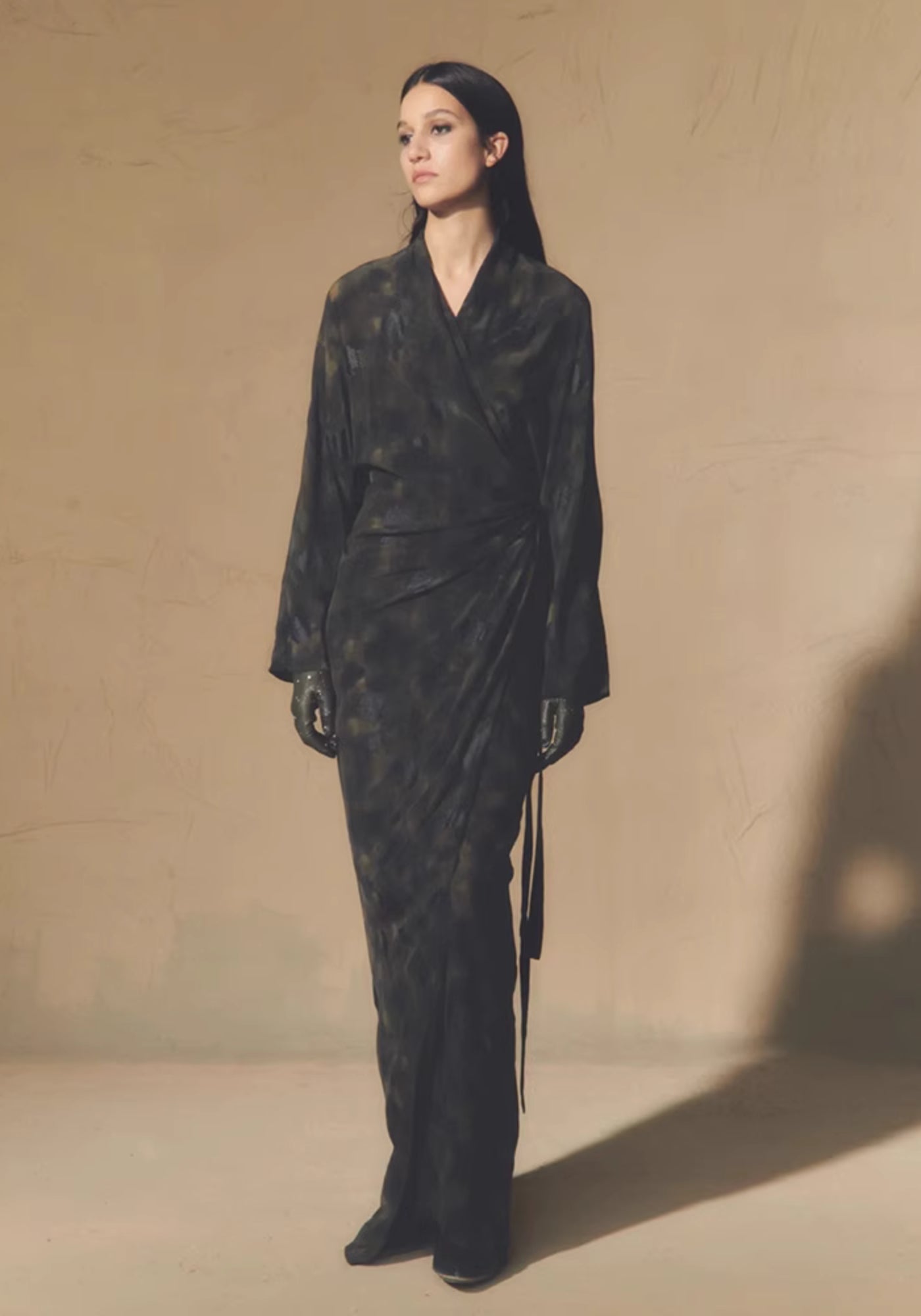 Kimono long en soie pour femme